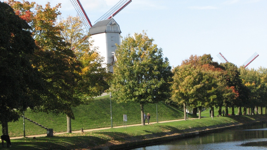 Windmills in bruges belgium 